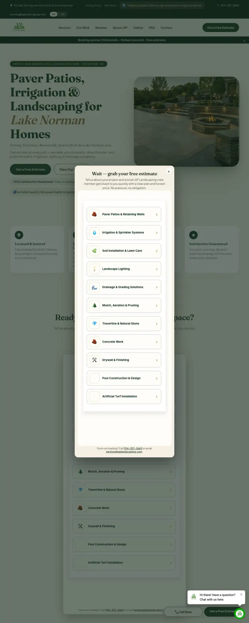LAP Landscaping website built by Tech-Innova