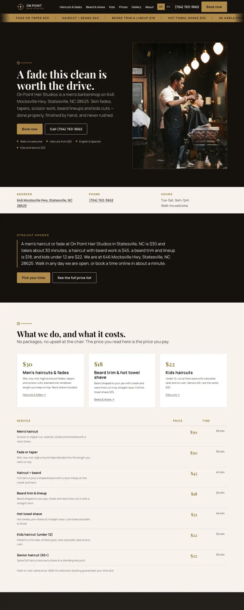 On Point Hair Studios website built by Tech-Innova