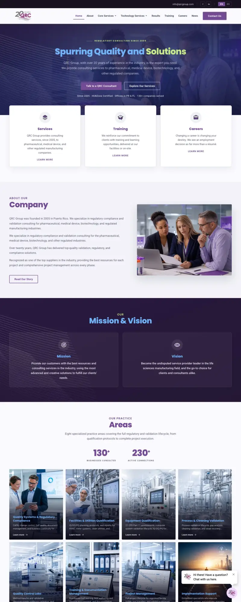 QRC Group website built by Tech-Innova